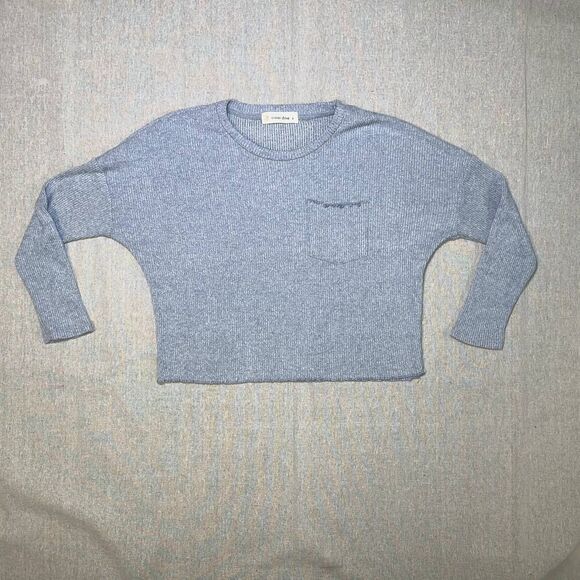 Ocean Drive | Ribbed Gray-Blue Pocket Tee | Small - Picture 1 of 6